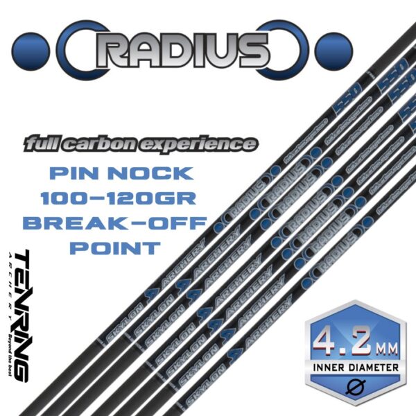 SKYLON | CARBON RADIUS ARROWS  / PIN NOCK / 100-120gr WITH BREAK-OFF POINTS AND PINS