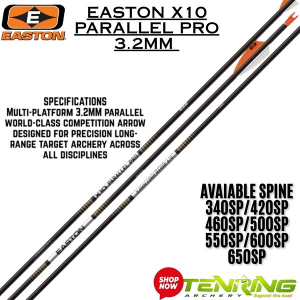 EASTON X10 | PARALLEL PRO 3.2MM | ARROW ONLY SHAFTS | PACK OF DOZEN